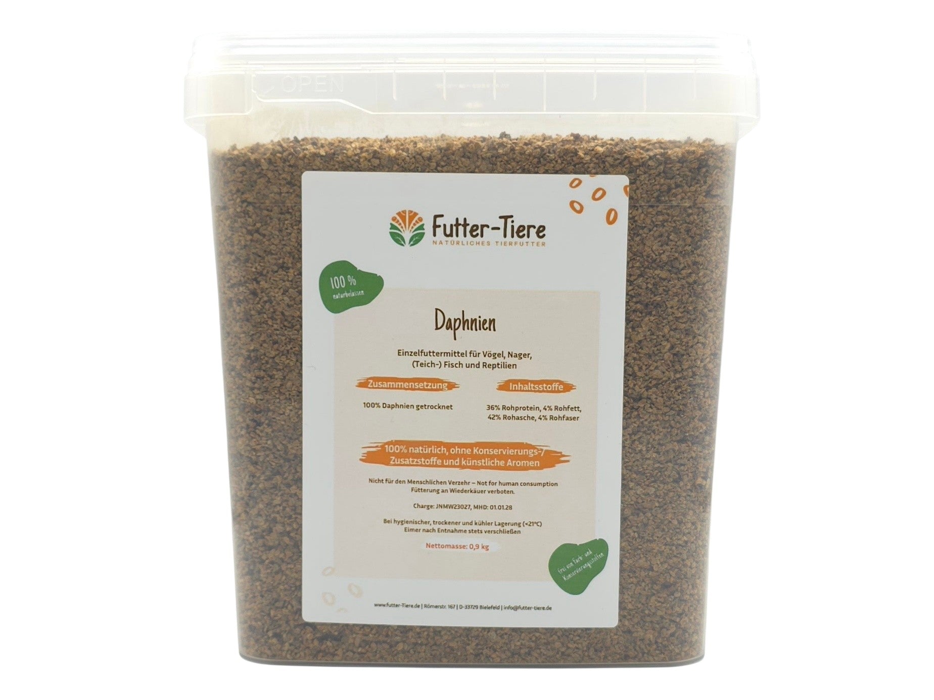 Daphnien getrocknet 0,9 kg im 5,5 Liter Eimer